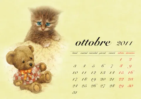 Calendario Ottobre