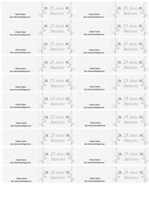 Bigliettini per bomboniere anniversario nozze