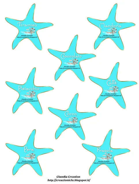 Cartellini per confettata tema mare