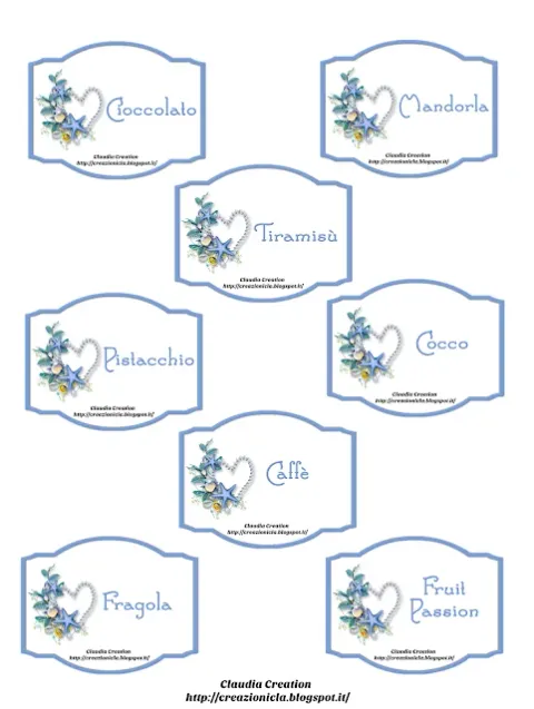 Cartellini per confettata stile marino