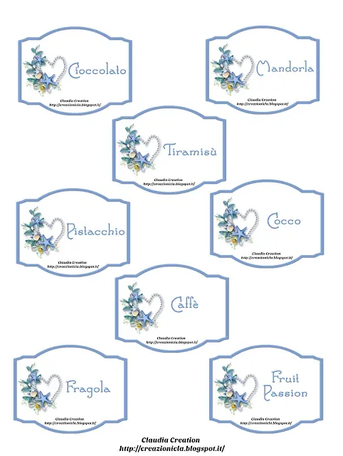 Cartellini per confettata stile marino