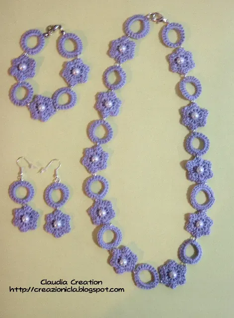 Parure lilla all'uncinetto