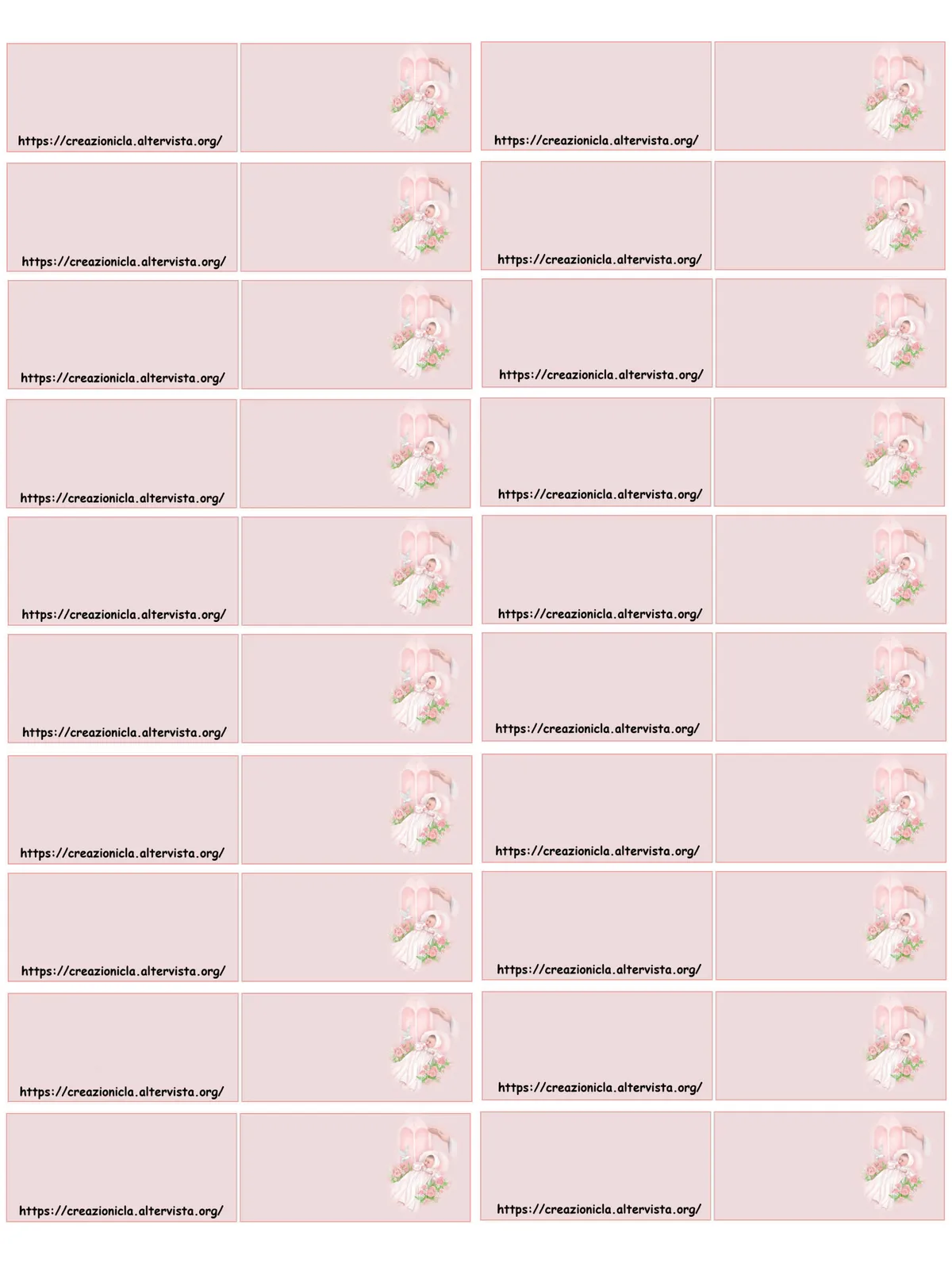 Bigliettini per bomboniere nascita