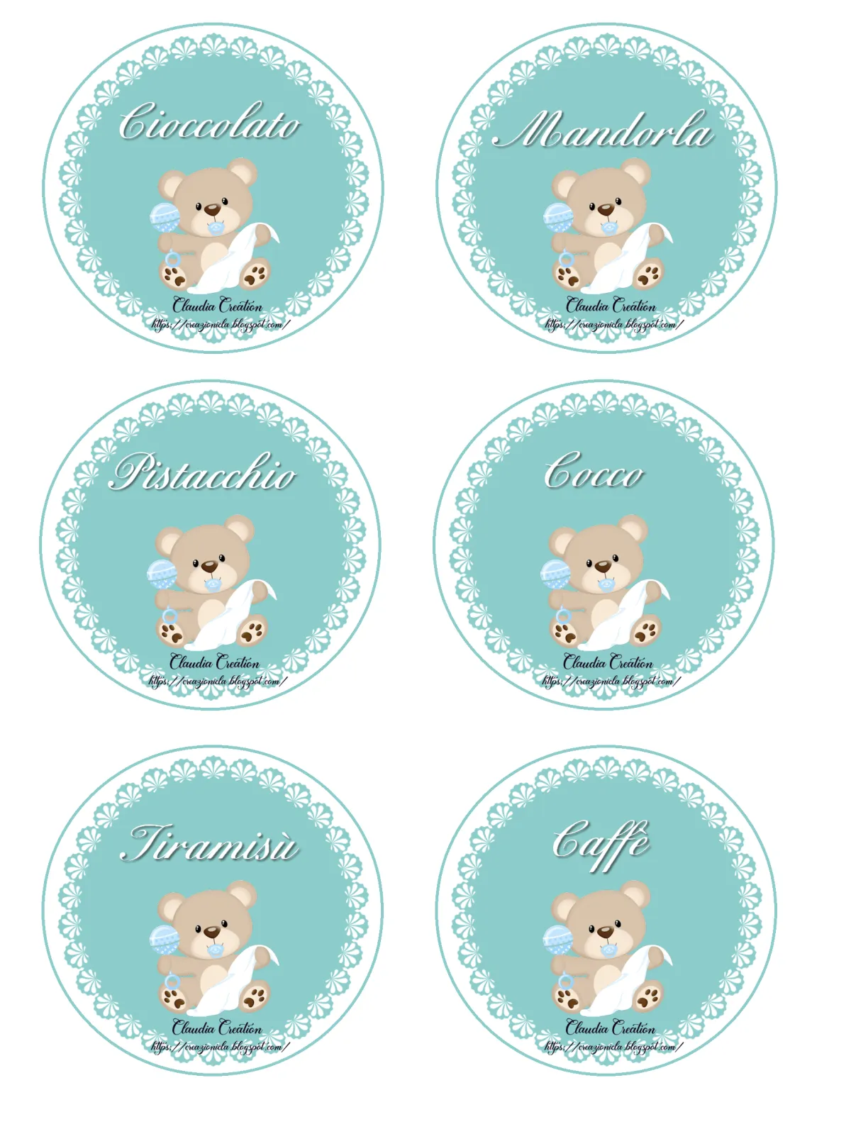 Etichette stampabili per confettata nascita