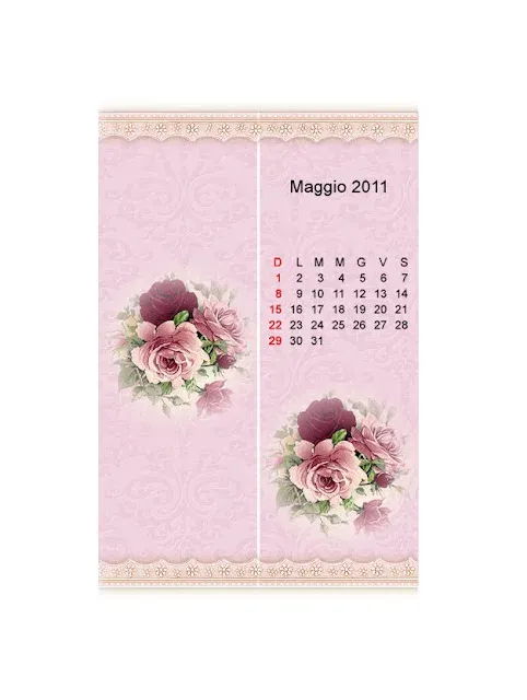 Segnalibro calendario maggio 2011