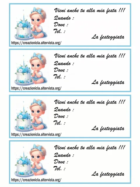 Inviti per festa di compleanno bimbo