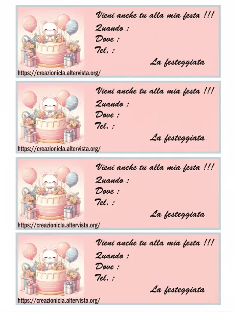 Inviti festa di compleanno