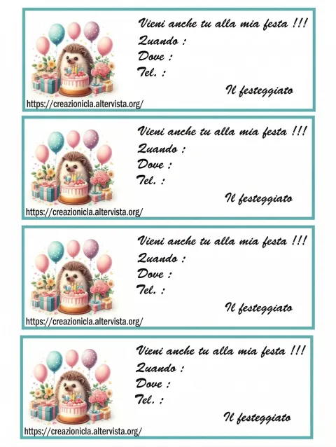 Inviti festa di compleanno