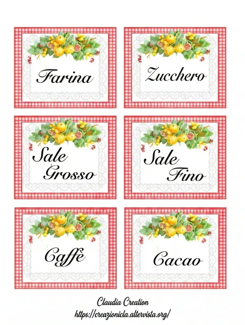 Etichette Cucina
